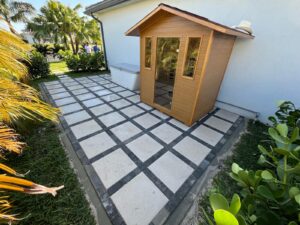 Outdoor Paver Patio installation in miami with sauna
